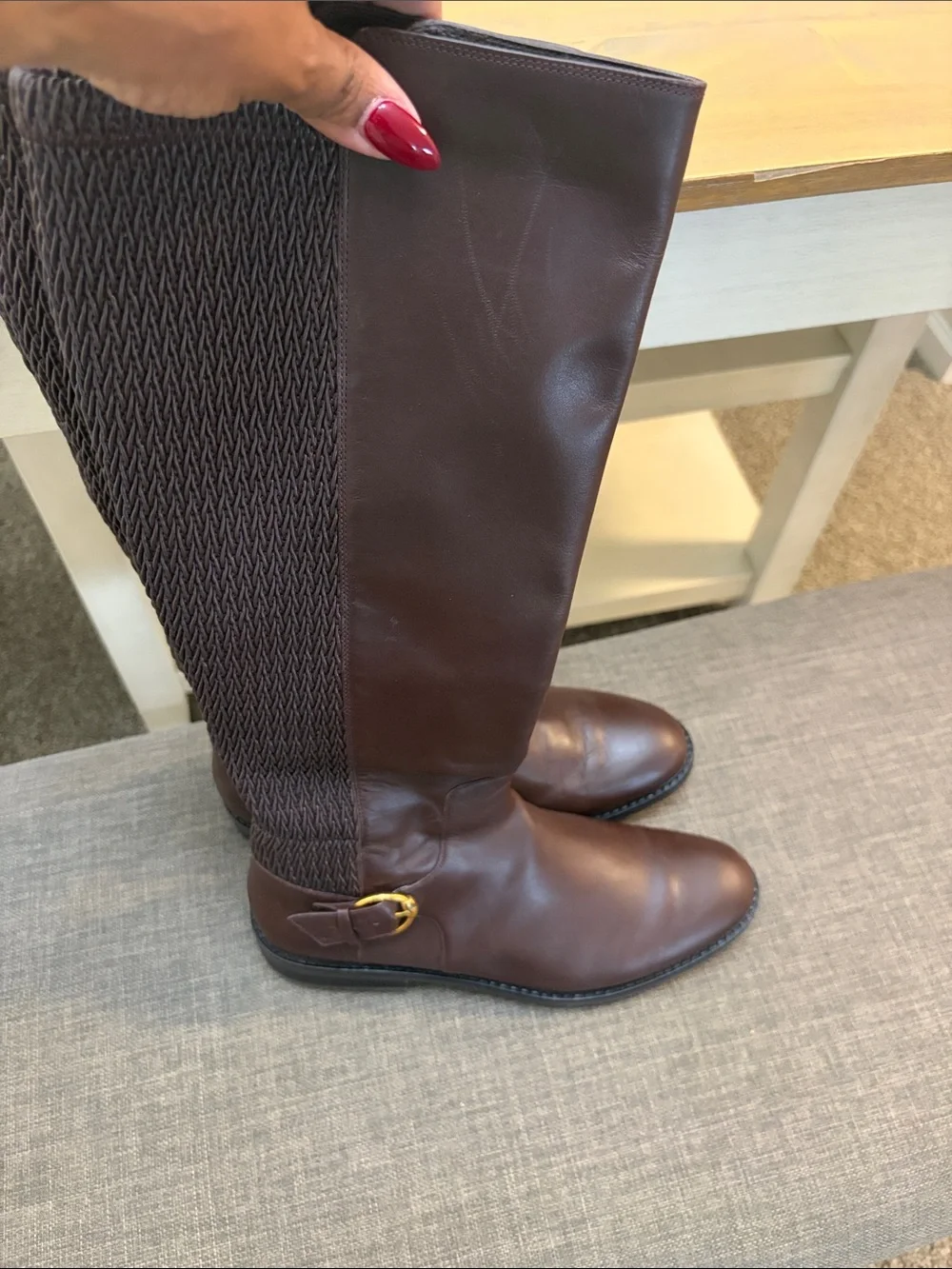 Cole Haan Brown Knee High Riding Boots Size 10 Low Heel
